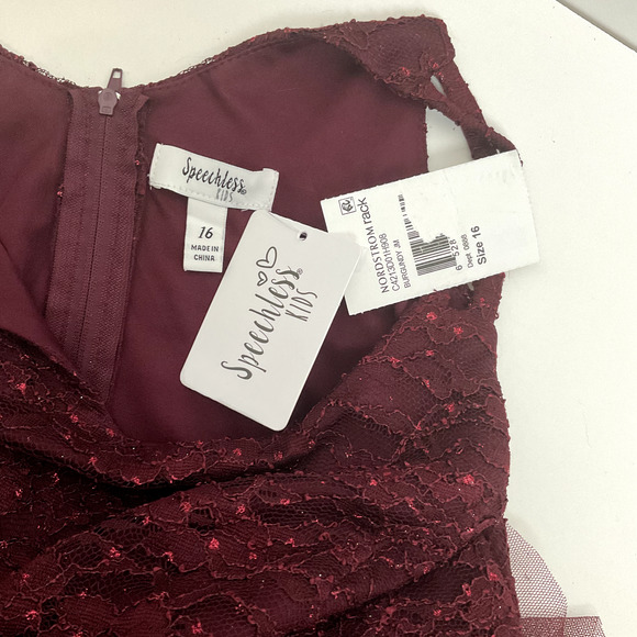 Speechless Kids Burgandy Dress Size 16 Lace‎ & Ruffle Tulle Dress - Picture 5 of 7